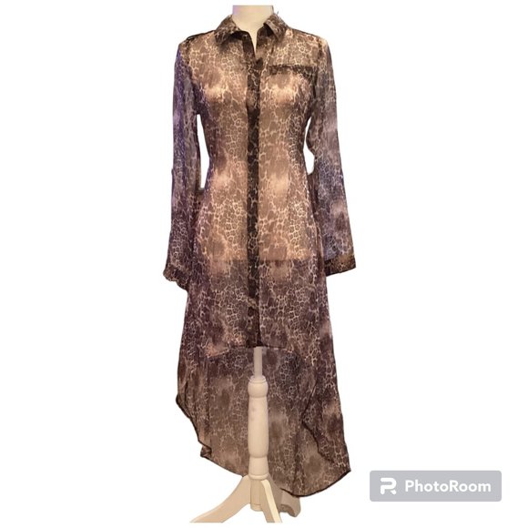 Andree Tops - Andree Women's Sheer Cheetah Tunic Top
